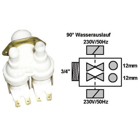 ELECTROVANNE 2VOIES 90° 10MM pour LAVE LINGE BRANDT - 55X8393