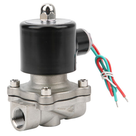 Électrovanne 3/8" normalement fermée en inox, 24V AC pour eau, air, huile - Action directe