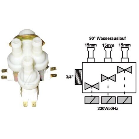 ELECTROVANNE 3 VOIES 90 DIAMETRE 15MM POUR LAVE LINGE ARISTON