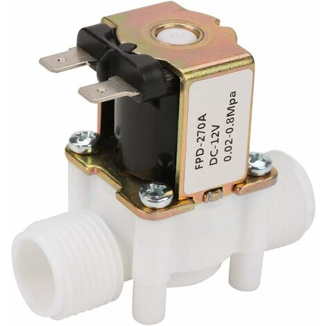 ÉLectrovanne, DC 12V G1/2 NC Électrovanne D'entrée D'eau en Plastique 0,02-0,8 MPA Électrovanne électrique Normalement Fermée