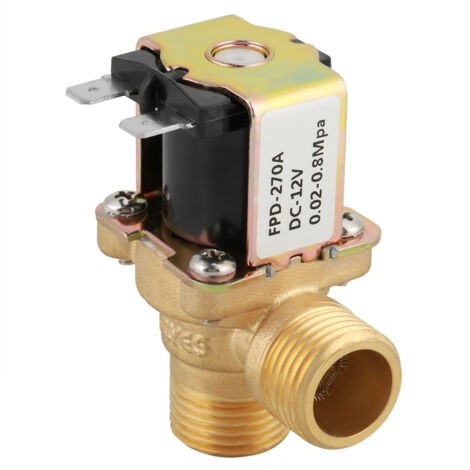 Électrovanne électrique en laiton DN15 G1/2, 12 V CC, normalement fermée, avec filtre pour l'arrivée d'eau.