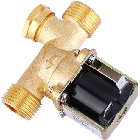 Électrovanne en laiton 1/2" NC normalement fermée, vanne d'entrée d'eau (DC12V)