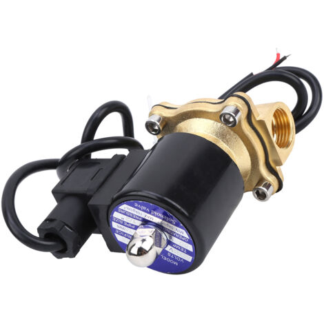 Électrovanne en laiton 2 voies normalement fermée, 24V DC, raccord G1/2", bobine étanche, action directe pour eau ou air