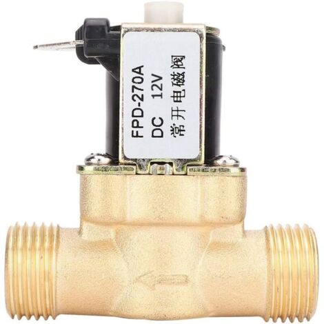 Électrovanne G1/2", 12V/24V Laiton Électrovanne Normalement Ouverte, Valve électrique électromagnétique, Interrupteur D'entrée D'eau(DC12V)