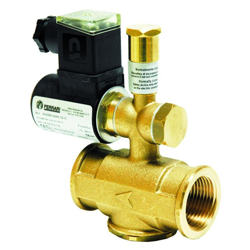 Electrovanne gaz à réarmement manuel, normalement ouverte/fermée, pression max. 6 bar 1' 230vac