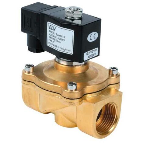 Electrovanne gaz normalement fermée 1'' – Bronze – Pression max 16 bar – Tension 230V – Commande directe – Fluide eau air fioul – ELV