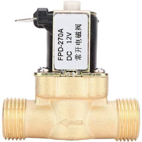 Électrovanne normalement ouverte G1/2' – Laiton – 12V/24V – Pression 0.02-0.08Mpa – Température 0-85°C – Valve électrique pour eau - DC12V