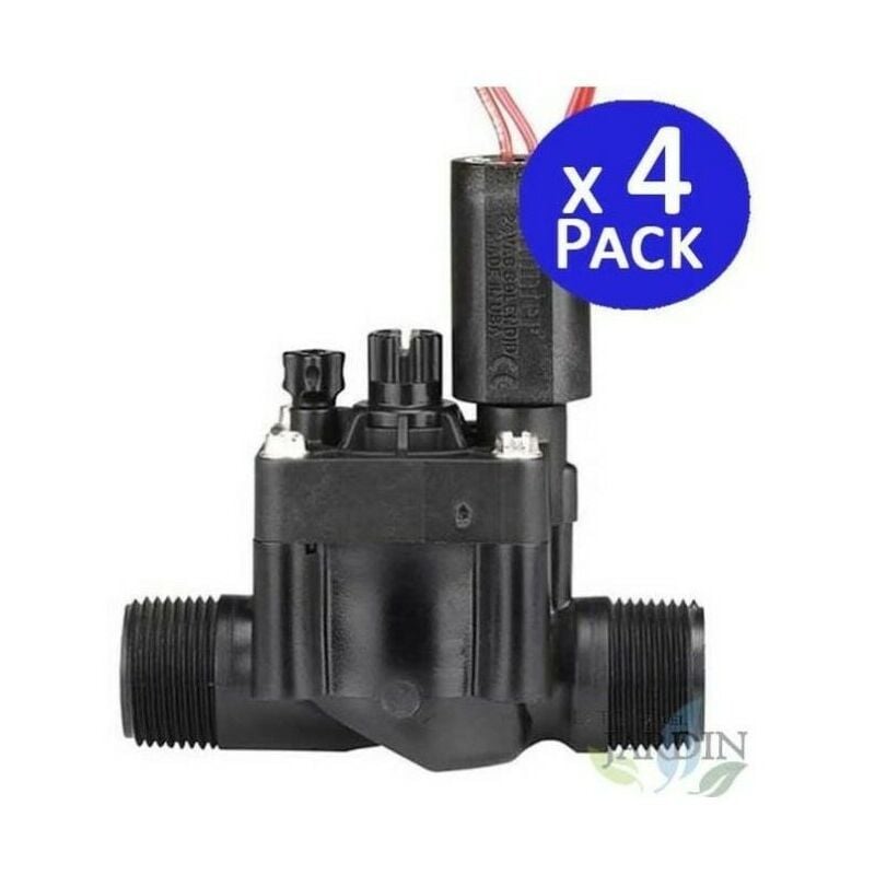 Lot de 4 Électrovanne d'arrosage Hunter PGV-101-MM mâle 1'' avec régulateur de flux 24V