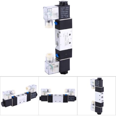 Électrovanne pneumatique 5/2, 220V AC, entrée/sortie 1/4", échappement 1/8", position double
