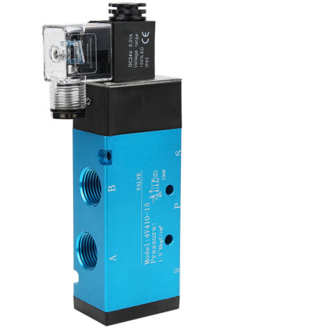 Électrovanne pneumatique 5/2, 4V410-15, 50mm, 24V DC, 0.18-0.8MPa, IP65, double solénoïde