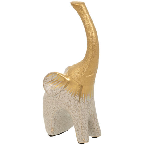 Elefante decoración de cerámica dorado 10x6,5x22