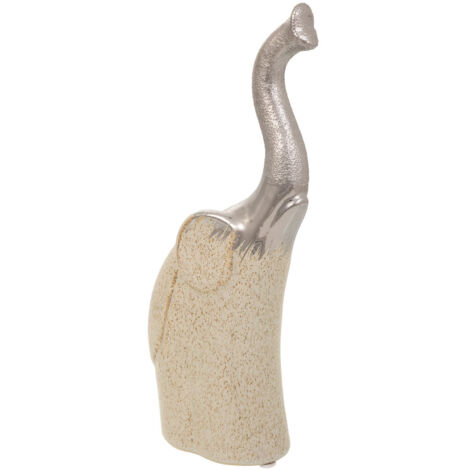 Elefante decoración de cerámica plata 11,5x7x28