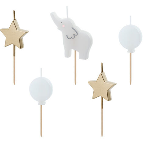 Elefanten-Geburtstagskerzen, 3-5 cm, 5 Stück