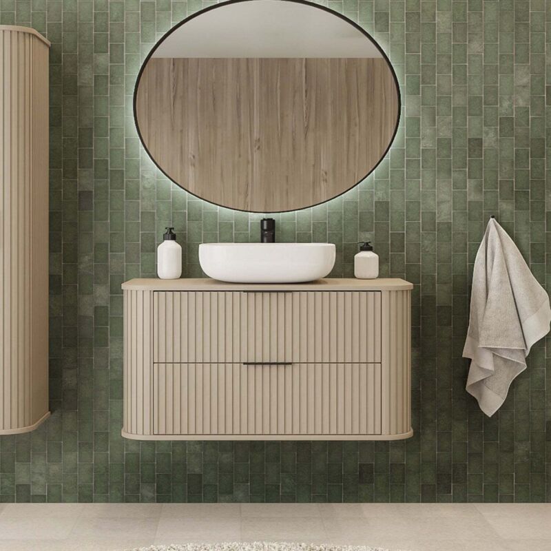 Rodan Fabryka Mebli Elegance Glamour Style 2 Drawer Bathroom Vanity Cabinet 100cm - Cashmere