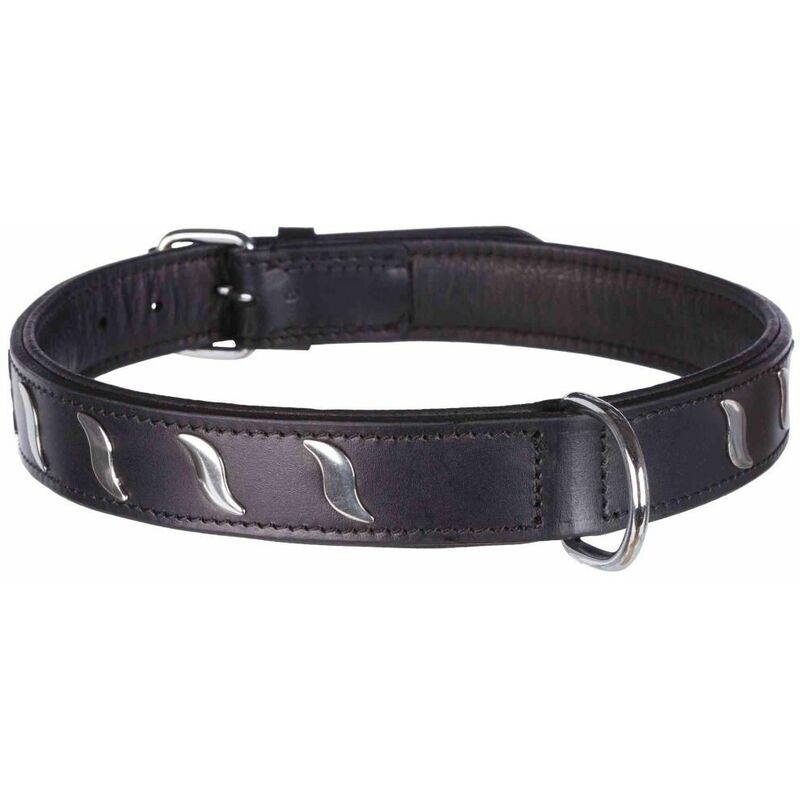 Active collier avec design stylisé, en cuir - L: 48-56 cm/30 mm, noir