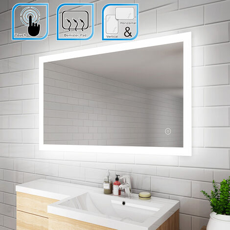 main image of "ELEGANT 1000 x 600 mm Illuminated LED Bathroom Mirror Wall Mirror Bathroom Mirrors with Light and Demister and Sensor IP44 Rated"