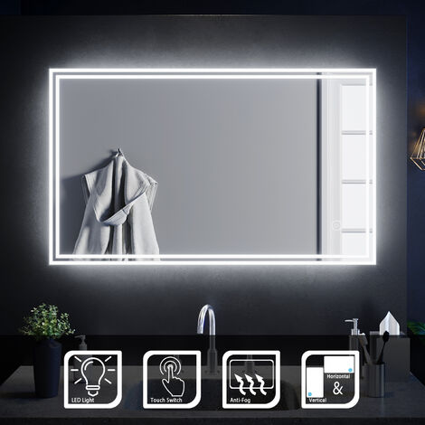 ELEGANT 1000 x 600mm Designer Illuminated LED Bathroom Mirror with Sensor Touch Switch and Anti-Fog Function (1PCE)