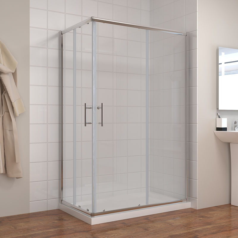 ELEGANT 1000 x 800 mm Sliding Corner Entry Shower Enclosure Door Cubicle with Tray