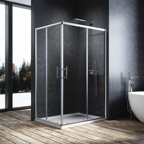 ELEGANT 1200 x 760 mm Sliding Doors Corner Entry Shower Enclosure 6mm Extra Toughened Safety Glass Screen Cubicles