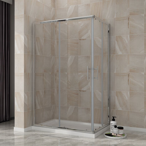 ELEGANT 1200 x 900mm Sliding Shower Door and Enclosure Reversible Corner Entry Shower Cabin with Stone Tray and Riser Kit