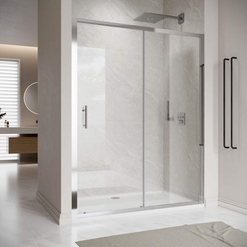 1200mm Sliding Shower Cubicle Enclosure Door Modern Bathroom Screen Glass - Elegant