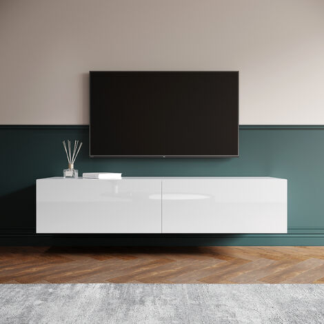 ELEGANT 1400mm Hanging TV Cabinet Wall Mounted Entertainment Media Console with Door and Storage for Living Room