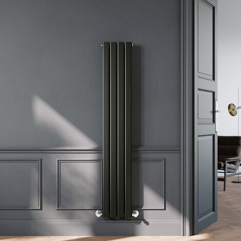 ELEGANT 1600 x 272mm Black Vertical Radiator Designer Double Panel Flat Panel Rads