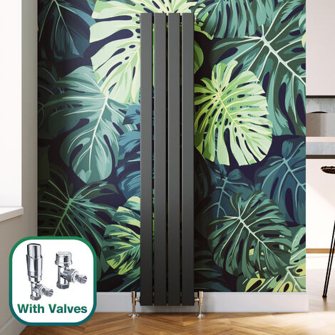 ELEGANT 1600 x 300 mm Vertical Steel Radiator Double Premium Mild Steel Flat Panel + Chrome Thermostatic Radiator Valves Suitable for Any Room