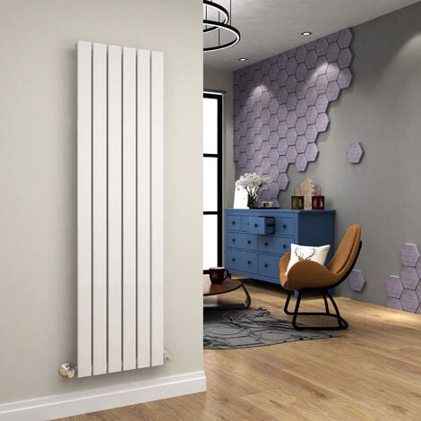 ELEGANT 1600 x 456mm White Designer Radiator Vertical Flat Panel Single Panel Rad