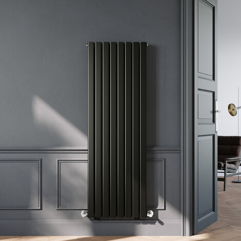 ELEGANT 1600 x 544mm Black Vertical Radiator Designer Double Panel Flat Panel Rads