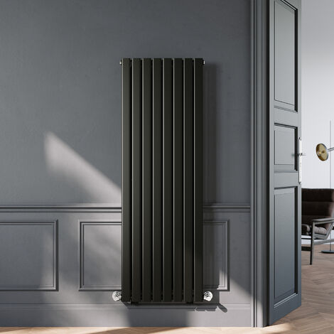 ELEGANT 1600 x 544mm Black Vertical Radiator Designer Single Panel Flat Panel Rads