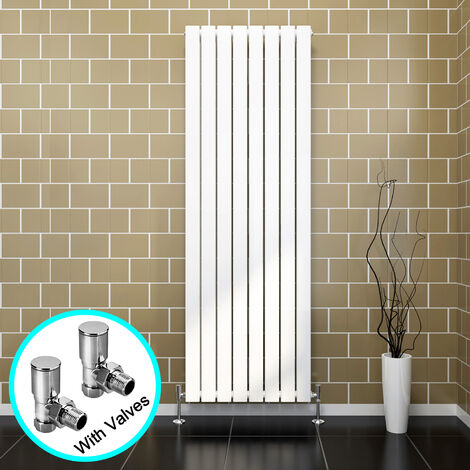 ELEGANT 1800 x 300 mm Anthracite Modern Tall Bar Radiator Double Flat Panel Designer Bathroom Radiator + Angled Radiator Valves Valves