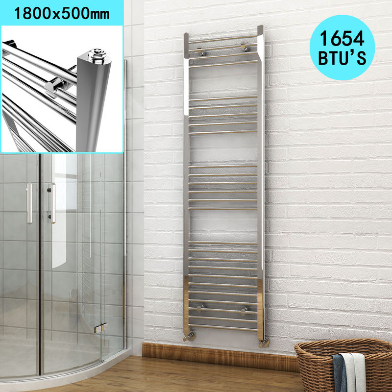 ELEGANT 1800 x 500mm Chrome Heated Towel Rail Designer Bathroom Radiator