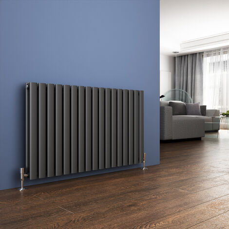 ELEGANT 600 x 1003mm Anthracite Designer Radiator Horizontal Oval Column Panel Double Panel Rad