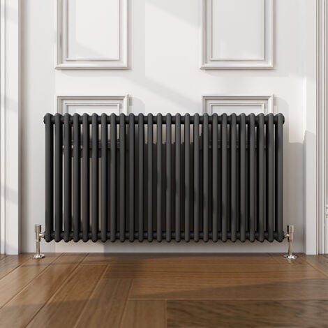 ELEGANT 600 x 1190mm Anthracite Traditional Radiator Horizontal Cast Iron Style Double Column Rad