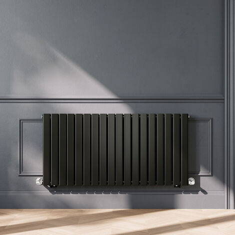 ELEGANT 600 x 1224mm Black Horizontal Radiator Designer Double Panel Flat Panel Rads