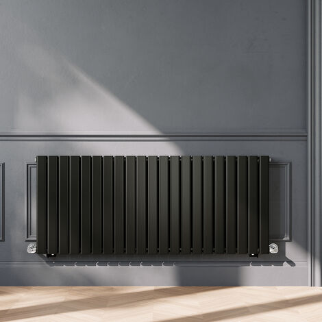 ELEGANT 600 x 1428mm Black Horizontal Radiator Designer Double Panel Flat Panel Rads