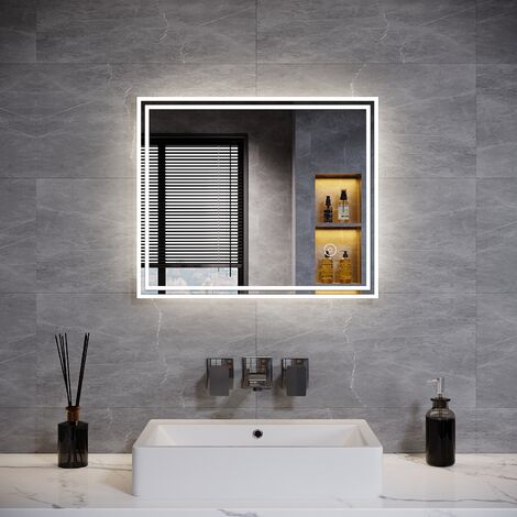 ELEGANT 600 x 500mm Designer Illuminated LED Bathroom Mirror with Sensor Touch Switch and Anti-Fog Function (1PCE)