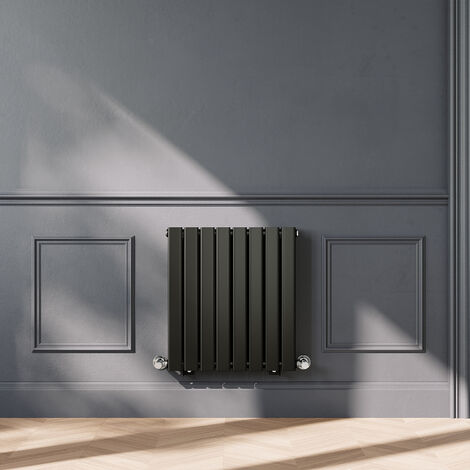ELEGANT 600 x 544mm Black Horizontal Radiator Designer Double Panel Flat Panel Rads