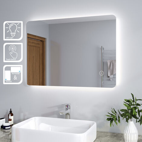 ELEGANT 700 x 500mm Modern Backlit LED Illuminated Bathroom Mirror with Touch Switch (2PCS)