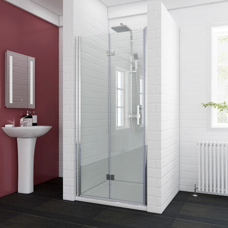 main image of "ELEGANT 700mm Bifold Shower Door Glass Shower Enclosure Reversible Folding Shower Door"