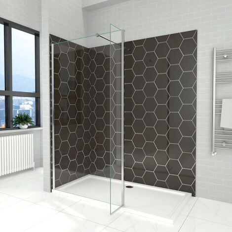 ELEGANT 760mm Walk in Shower Screen 6mm Tempered Glass Door 300mm Flipper Panel Wet Room Bathroom Enclosure,