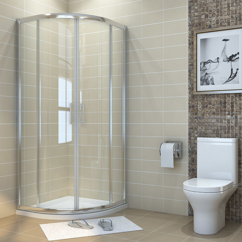 Modern Walk In Quadrant Shower Enclosure 800x800mm Corner Cubicle Glass Door with Tray - Elegant