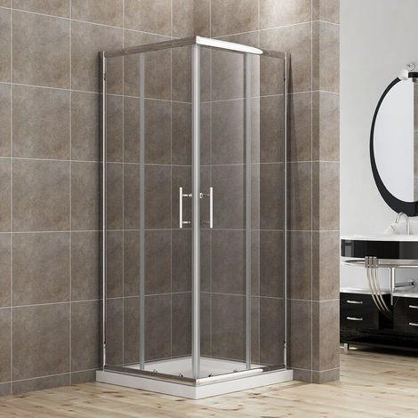 main image of "ELEGANT 800 x 800 mm Shower Enclosure with Tray Square Sliding Doors Corner Entry Shower Cubicle and Tray"
