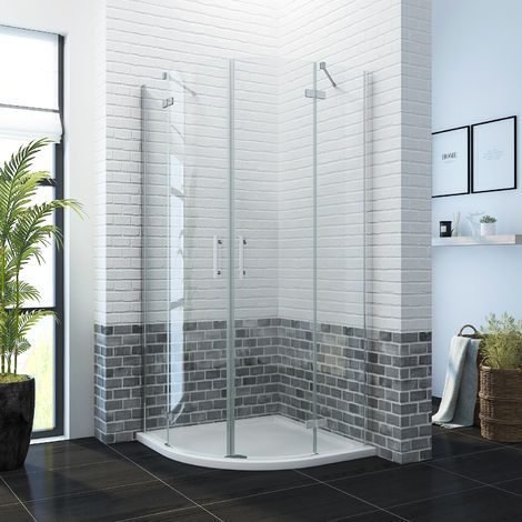 ELEGANT 800 x 800mm Quadrant Shower Enclosure Pivot Hinge 6mm Glass Shower Cubicle Door