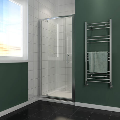 ELEGANT 800mm Pivot Hinge Shower Door with 800x1200mm Rectangular SMC Tray and Waste Trap