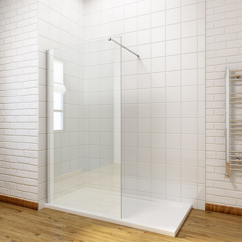 800mm Walk In Shower Enclosure 8mm Easy Clean Glass Wetroom Shower Screen Panel - Elegant