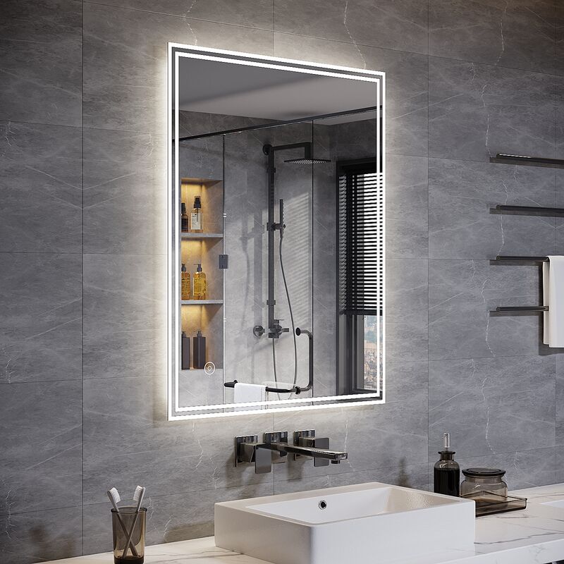 Elegant 900 X 700 Mm Horizontal Vertical Illuminated Led Bathroom Mirror Light Touch Sensor With Demister