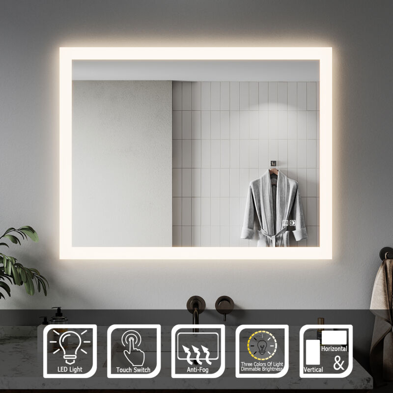 Round Illuminated Led Bathroom Mirror Touch Sensor + Demister 600 X 600