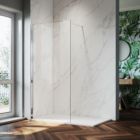 main image of "ELEGANT 900mm Walk in Shower Screen Glass Panel + 1400x800mm Slip-Resistance Shower Tray, 8mm Easy Clean Glass Wet Room Shower Enclosure, 1900mm Height"